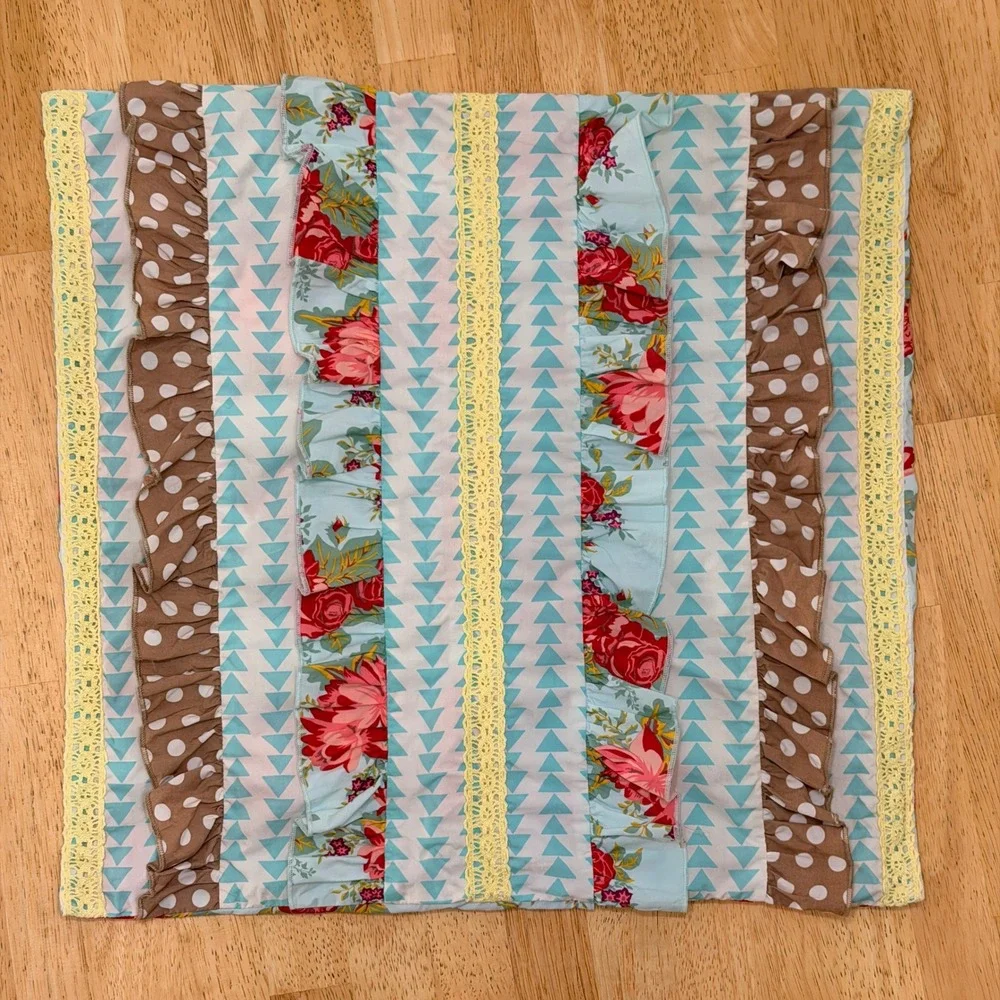 Matilda Jane Floral Polka Dot Ruffle Lace Decorative Pillowcase  Multicolored